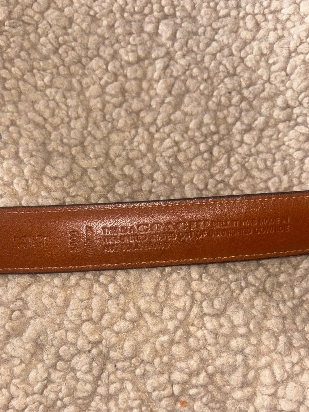 Coach mahogany leather belt size 34